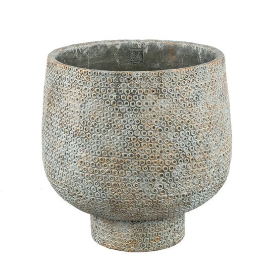 Laim Grey Cement Round Pot Dots Pattern Base XXL