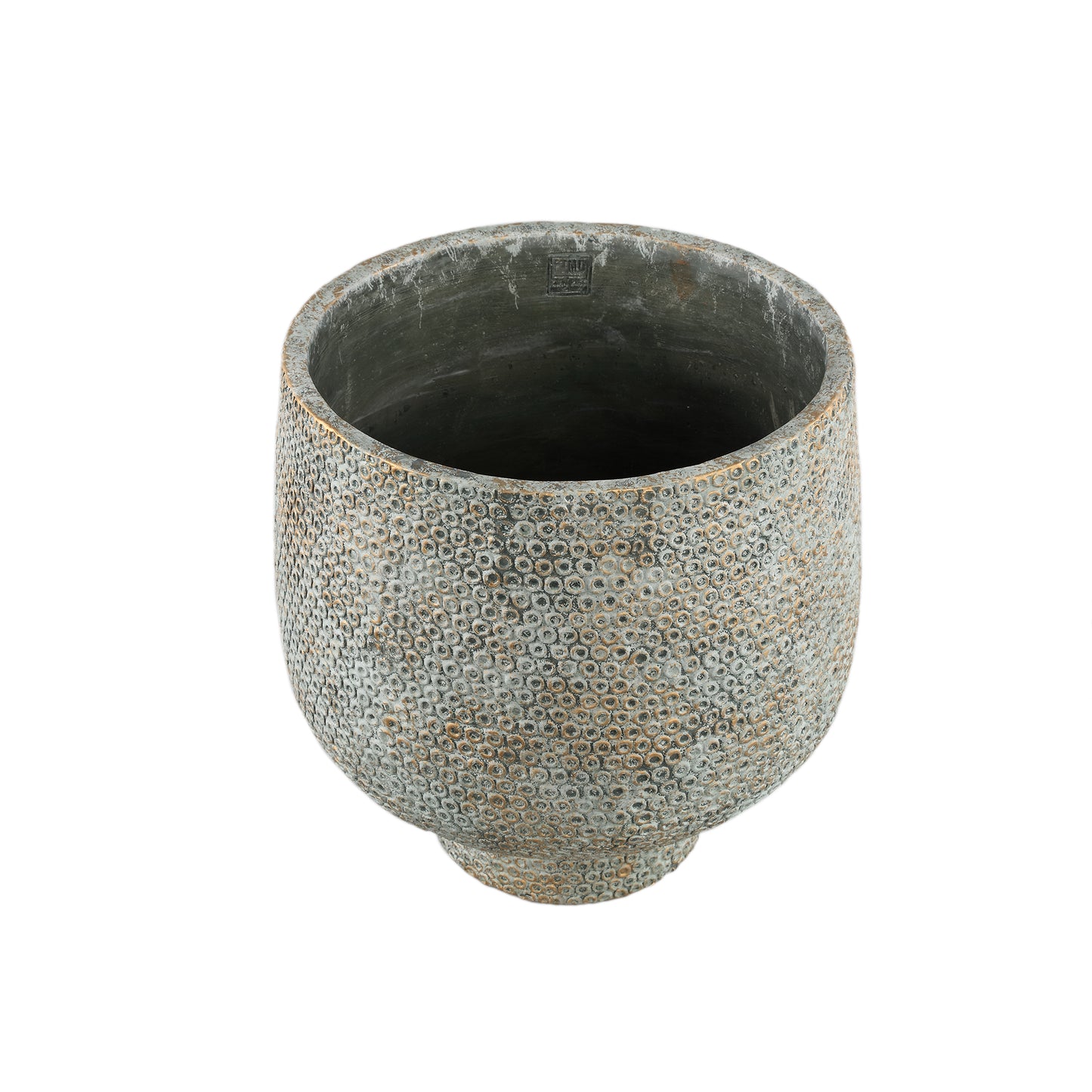 Laim Grey Cement Round Pot Dots Pattern Base XXL