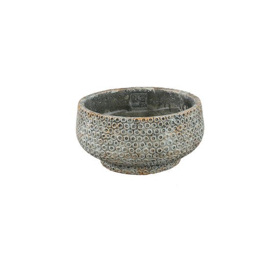 Laim Grey Cement Round Bowl Dots Pattern S