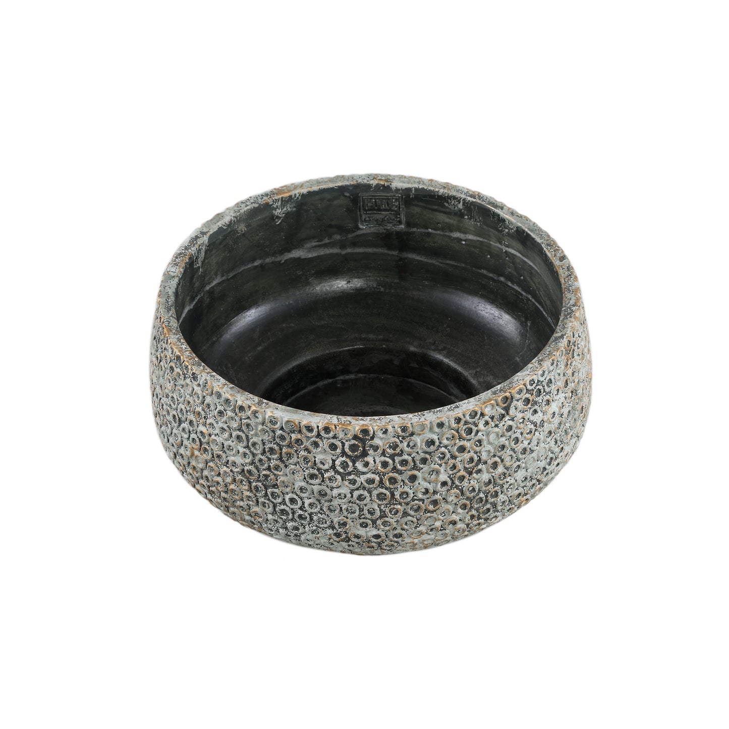 Laim Grey Cement Round Bowl Dots Pattern L