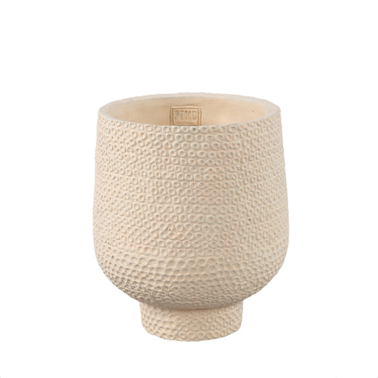 Laim Cream Cement Round Pot Dots Pattern On Base L