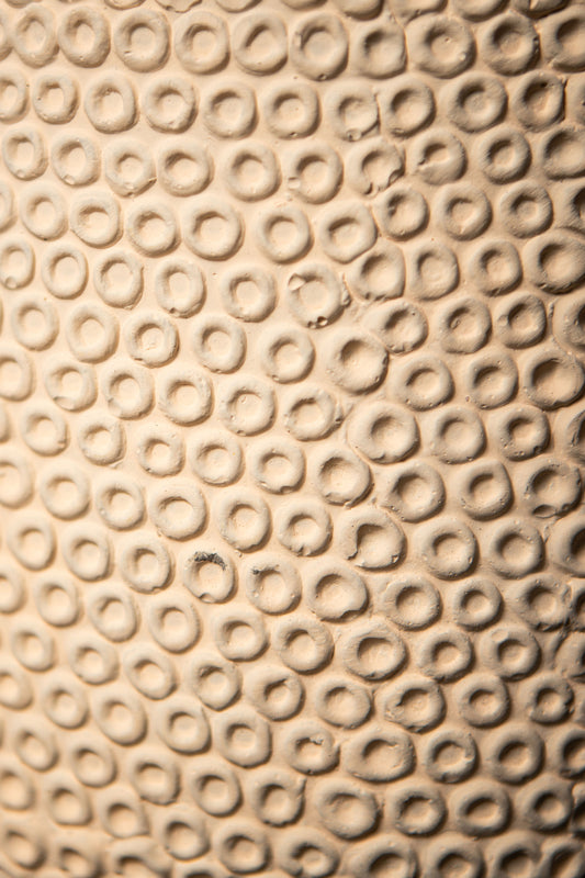 Laim Cream Cement Round Pot Dots Pattern On BaseXL