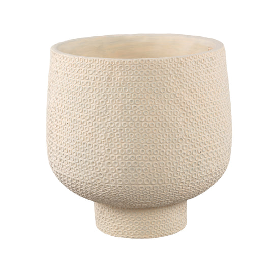 Laim Cream Cement Round Pot Dots Pattern BaseXXL