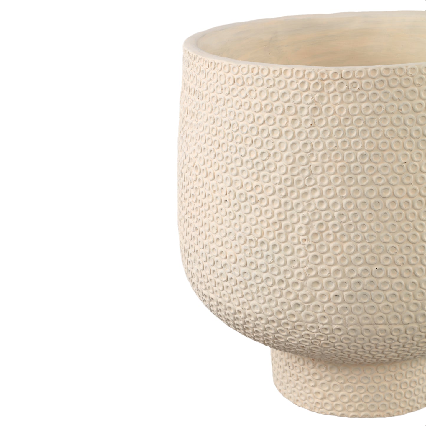 Laim Cream Cement Round Pot Dots Pattern BaseXXL