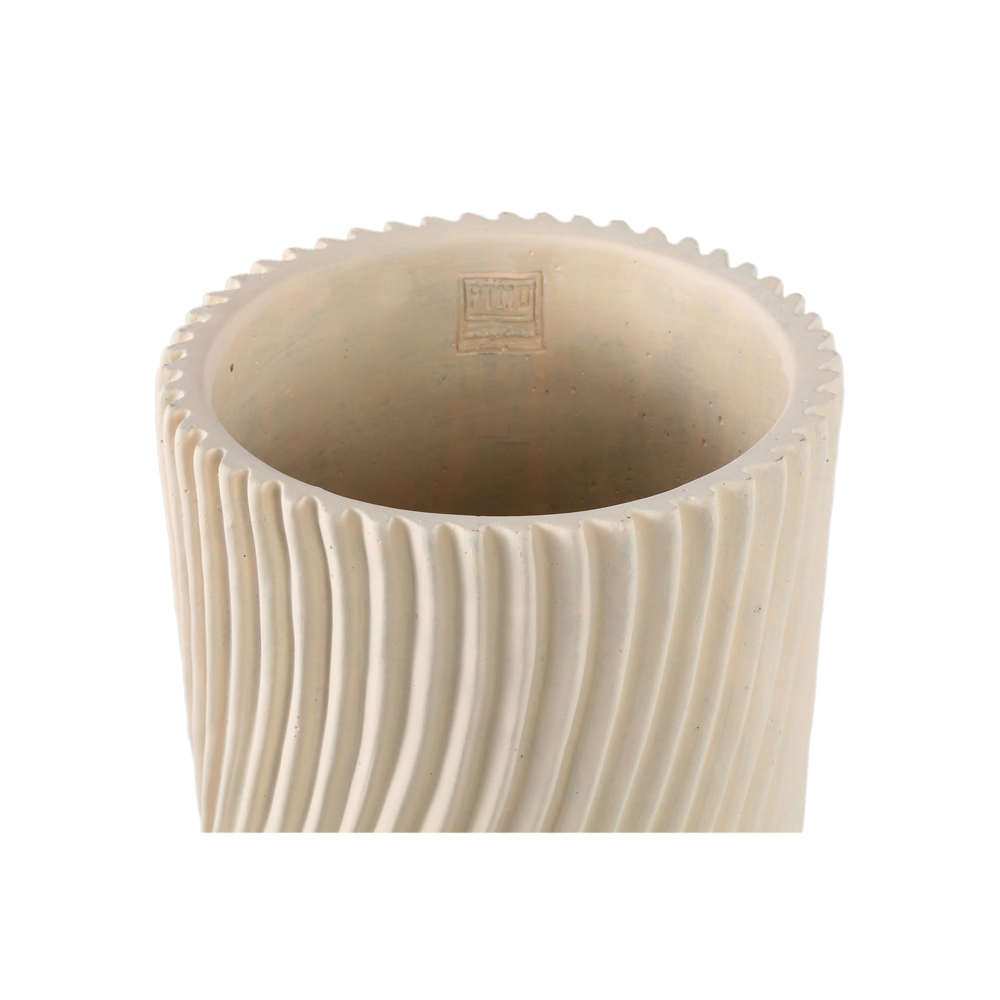Lianna Cream Cement Round Pot Line Pattern XL