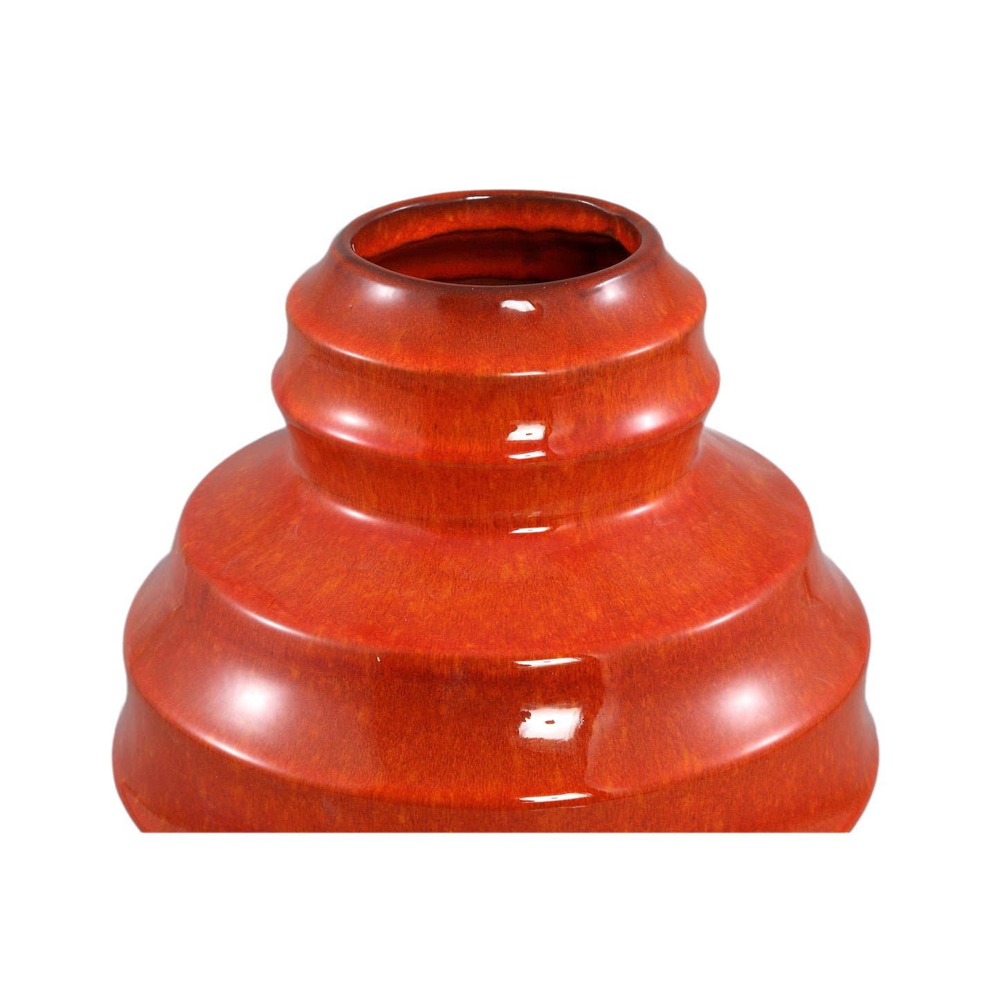 Portian Orange Glazed Ceramic Vase Layered L