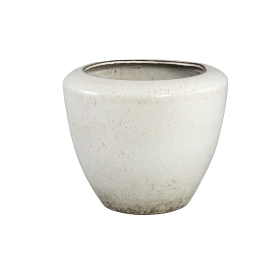 Kyleigh Beige Round Ceramic Pot Smooth Low XL