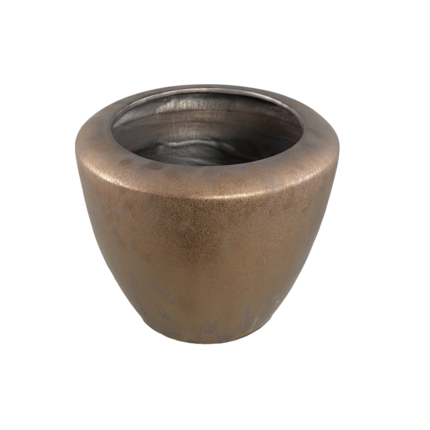 Kyleigh Bronze Round Ceramic Pot Smooth Low L