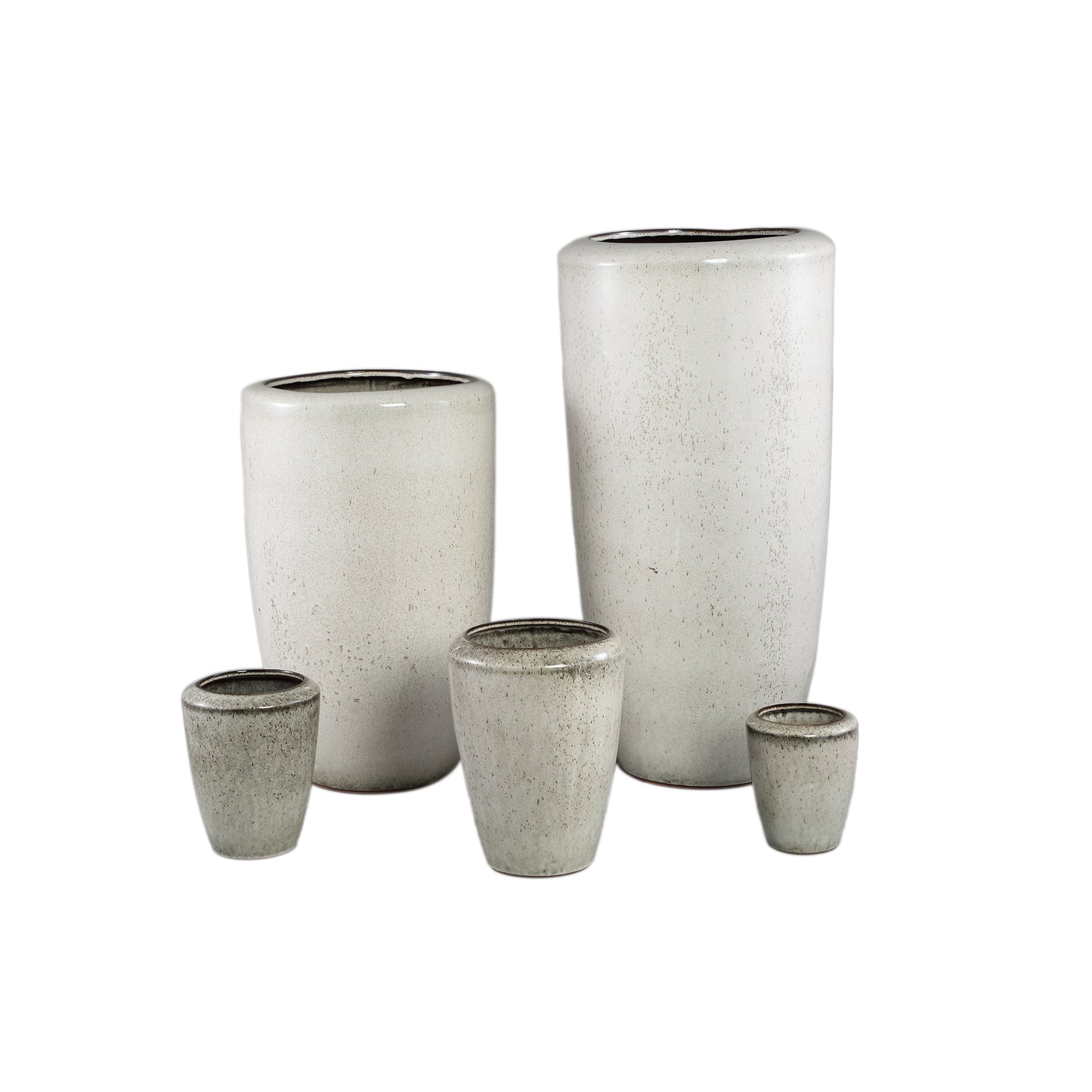 Kyleigh Beige Round Ceramic Pot Smooth High M