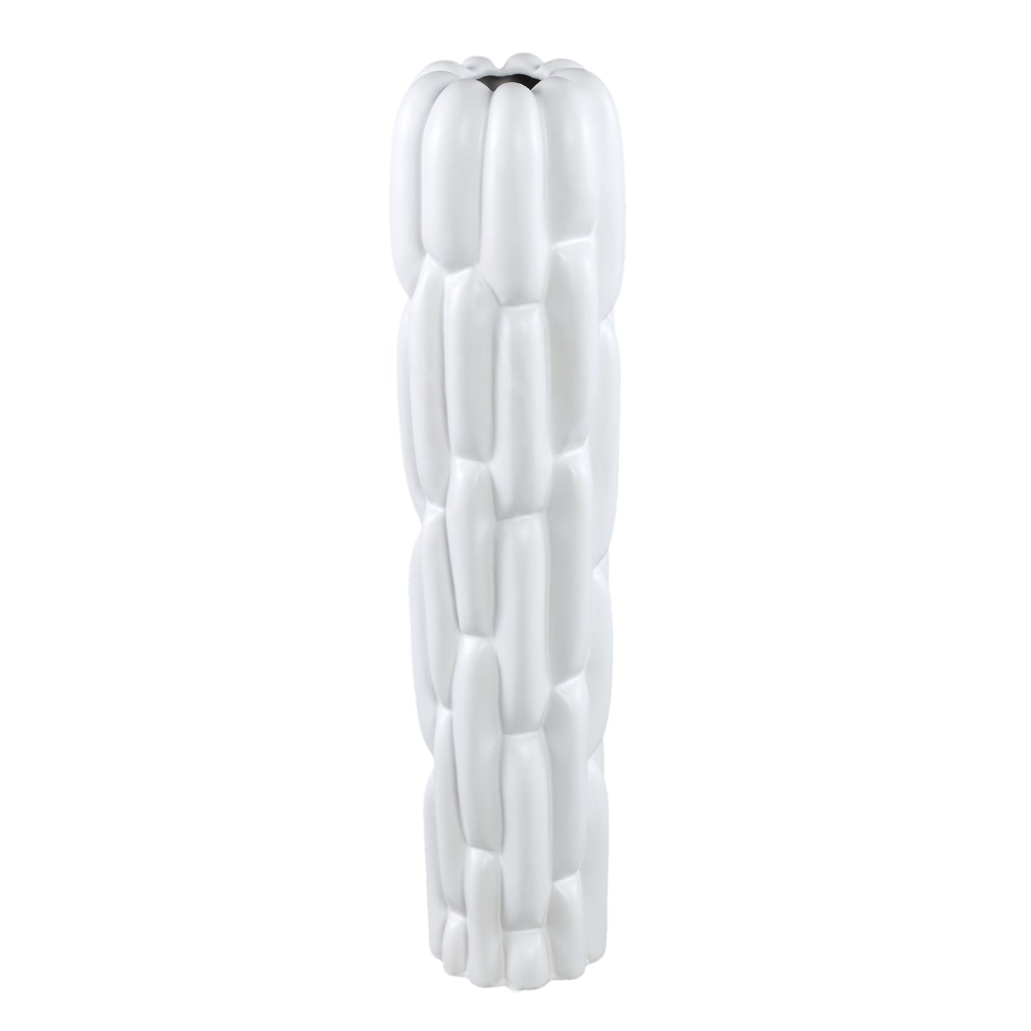 Seanis White Round Ceramic Vase Block Pattern L