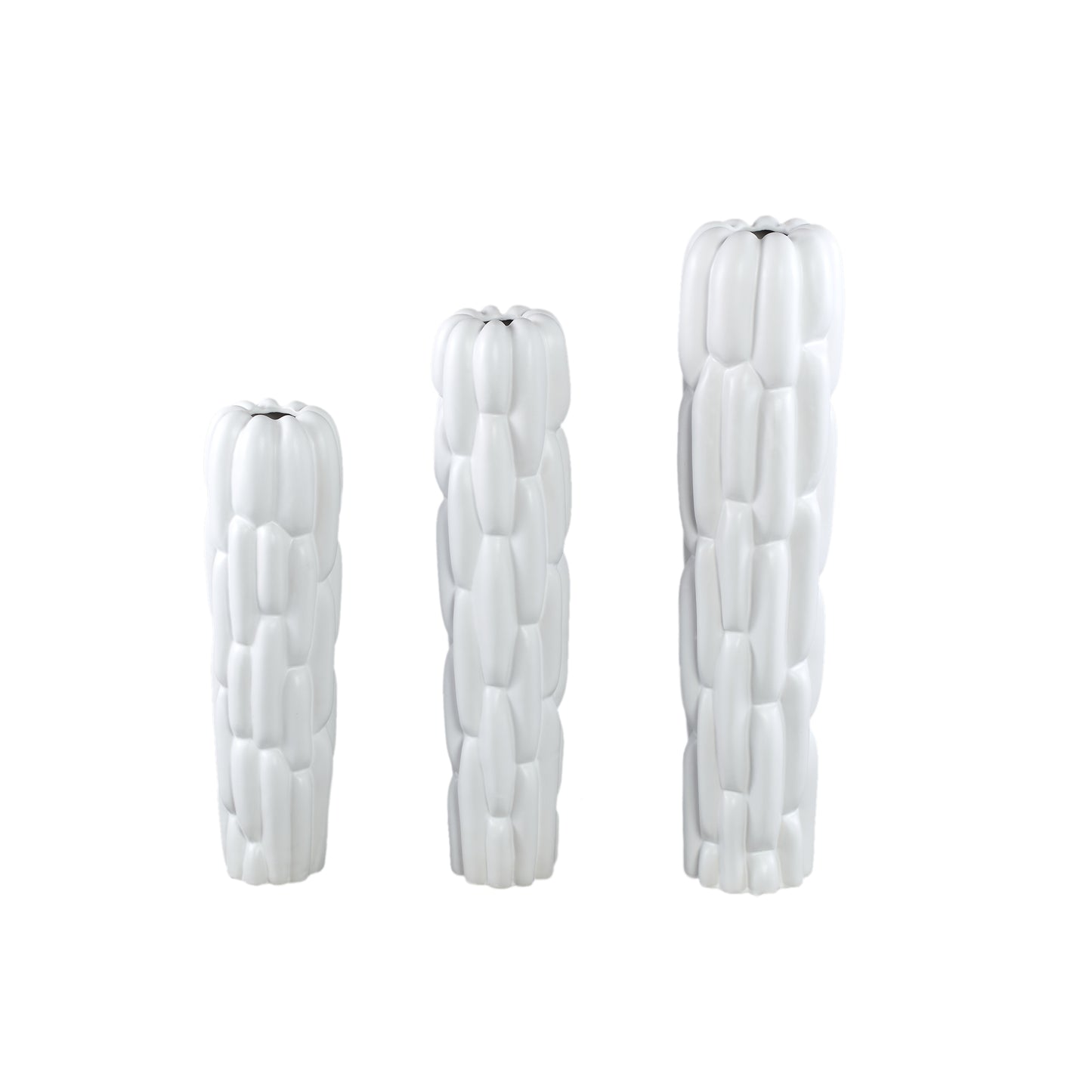 Seanis White Round Ceramic Vase Block Pattern L