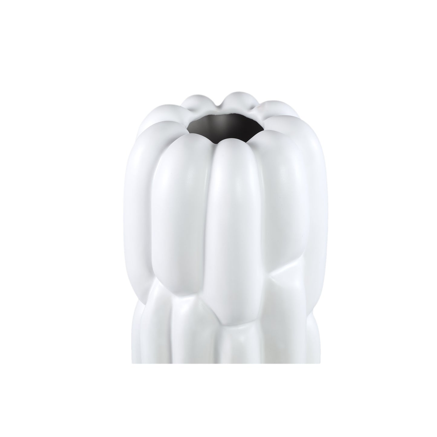 Seanis White Round Ceramic Vase Block Pattern L