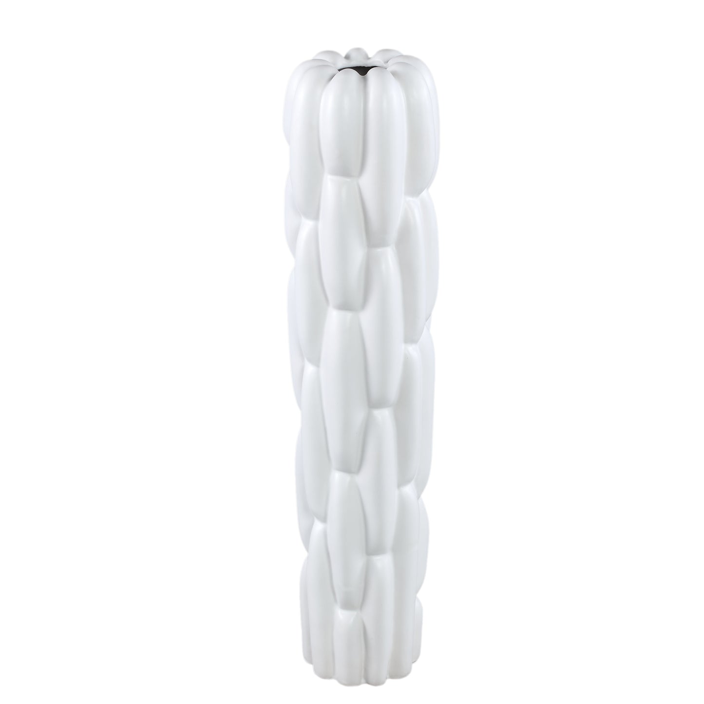 Seanis White Round Ceramic Vase Block Pattern M
