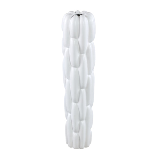 Seanis White Round Ceramic Vase Block Pattern M