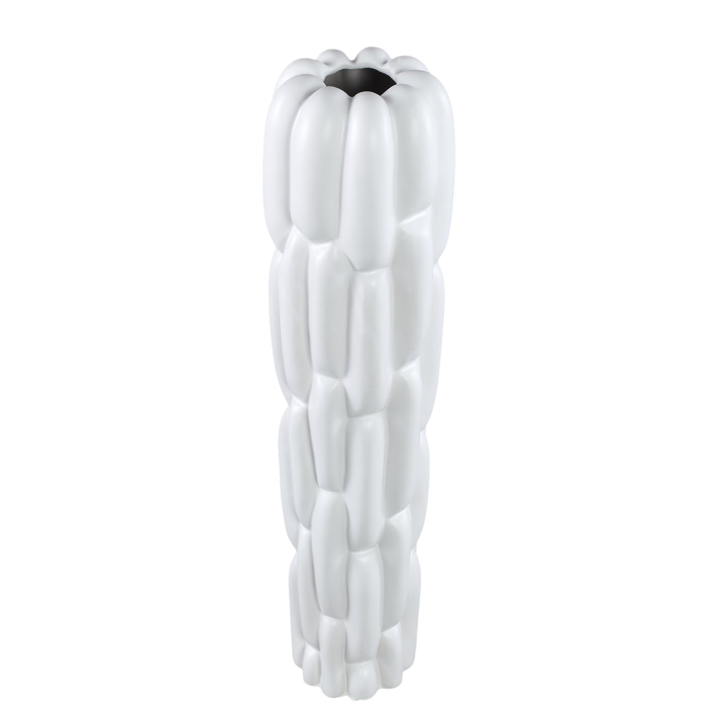 Seanis White Round Ceramic Vase Block Pattern M
