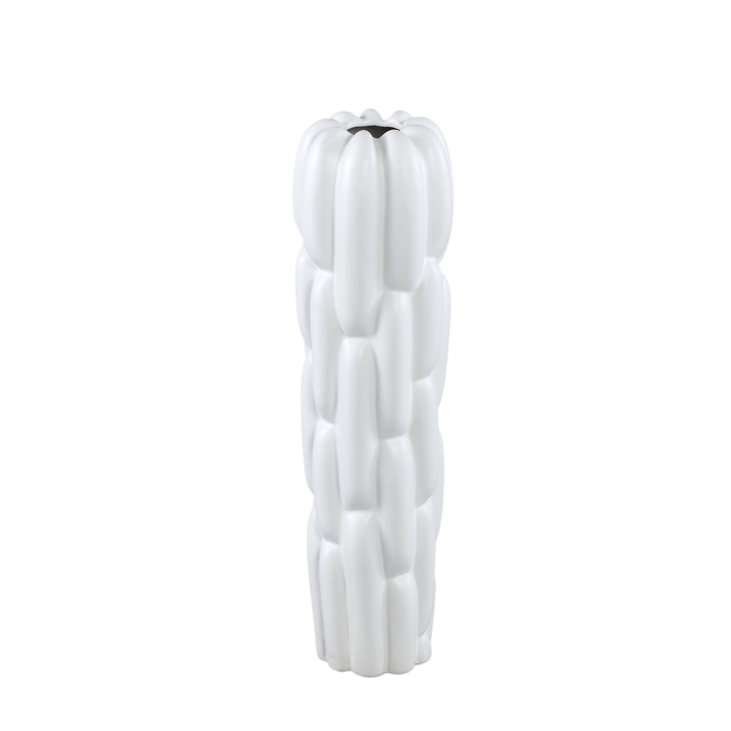 Seanis White Round Ceramic Vase Block Pattern S
