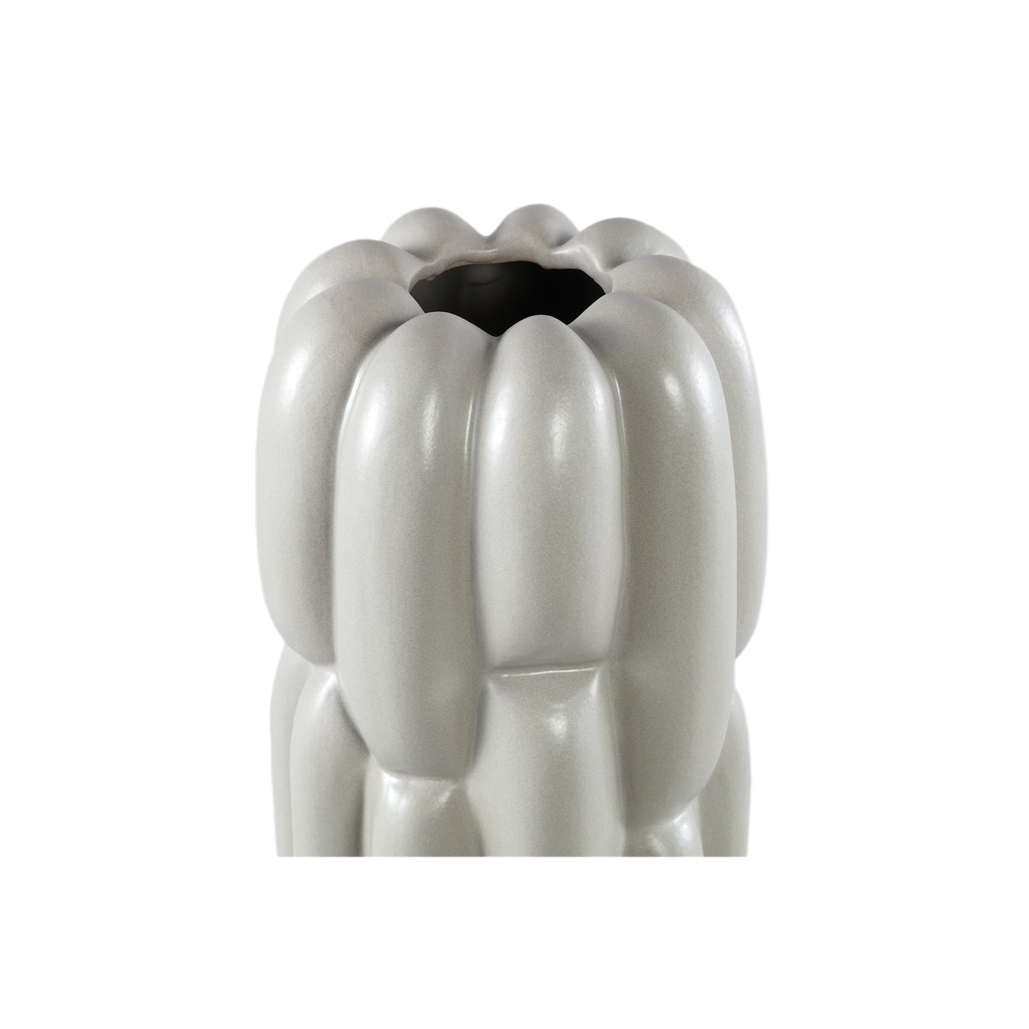 Seanis Grey Round Ceramic Vase Block Pattern S