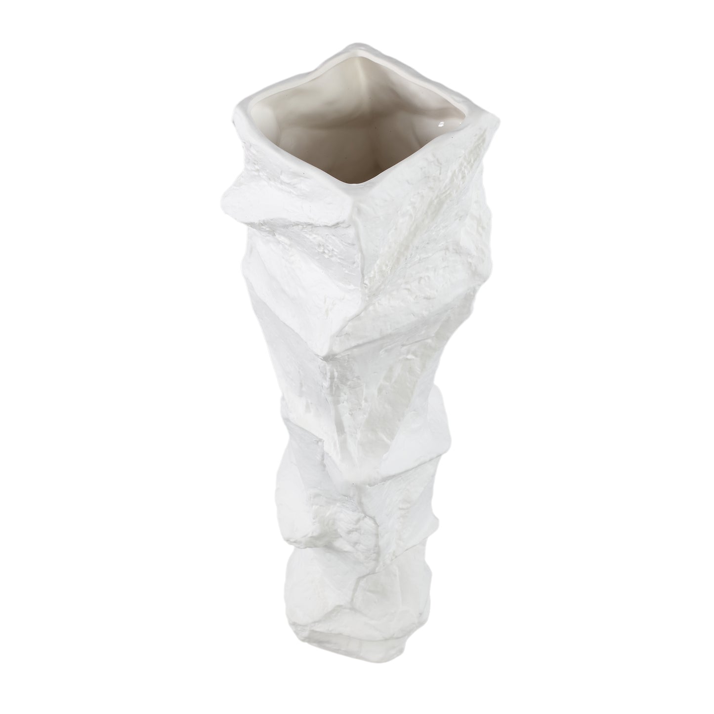 Kellie White Ceramic Organic Shaped Vase Low