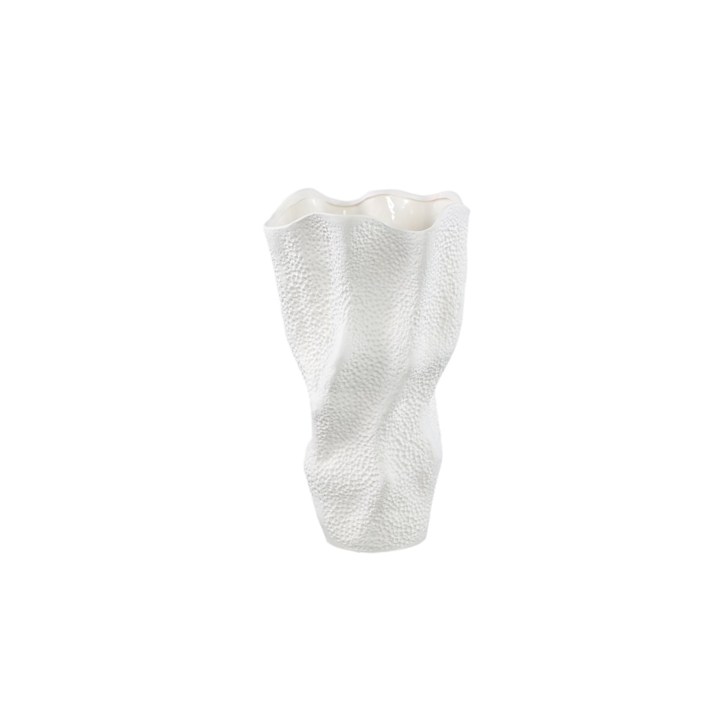 Violettee White Ceramic Wavy Vase Dot Pattern S