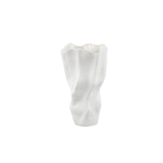 Violettee White Ceramic Wavy Vase Dot Pattern S