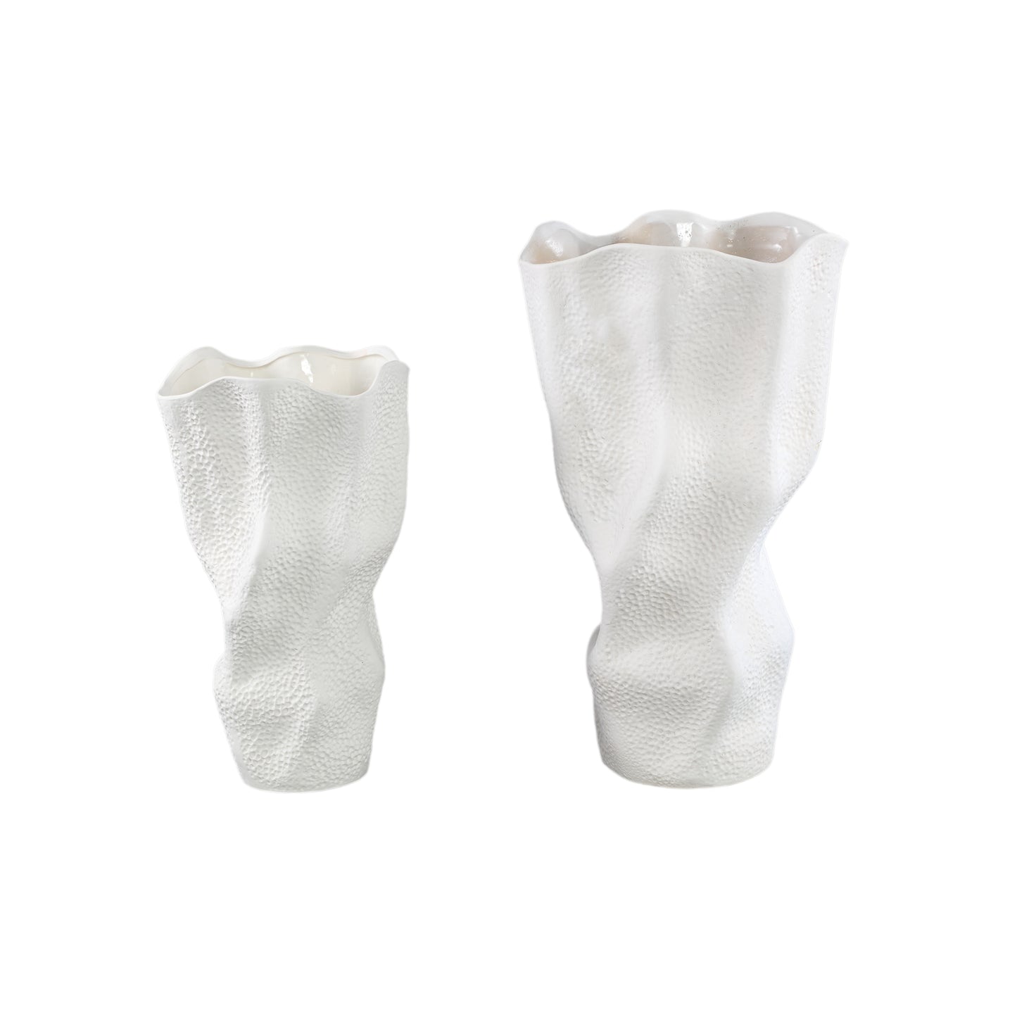 Violettee White Ceramic Wavy Vase Dot Pattern S