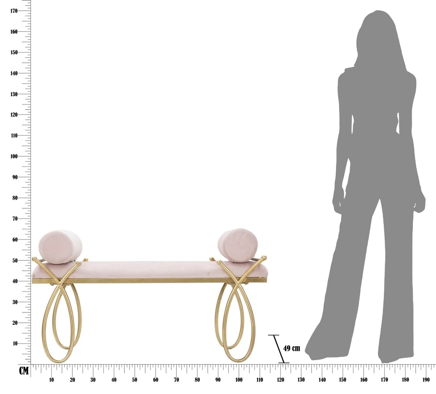 Mauro Ferretti BENCH RIBBON PINK CM 112,5X49X53