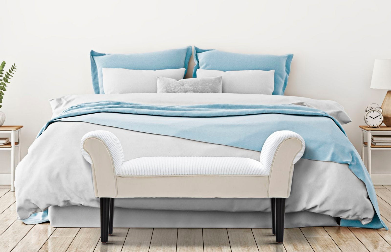 Mauro Ferretti BENCH VELVET CREMA CM 102X31X51