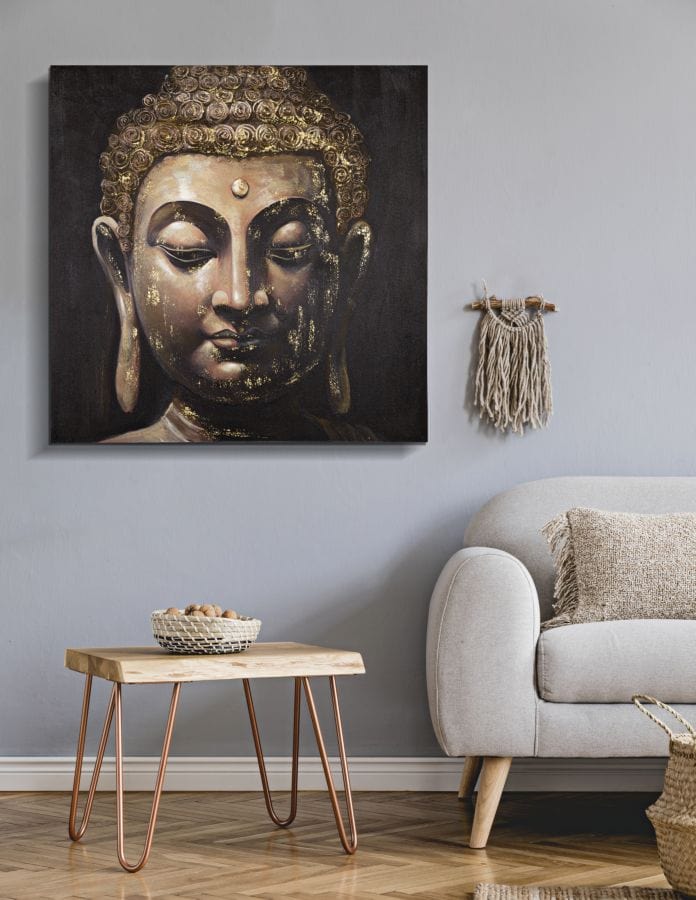 Mauro Ferretti HANDMADE WALL PAINTING BUDDHA -B- CM 100X3X100