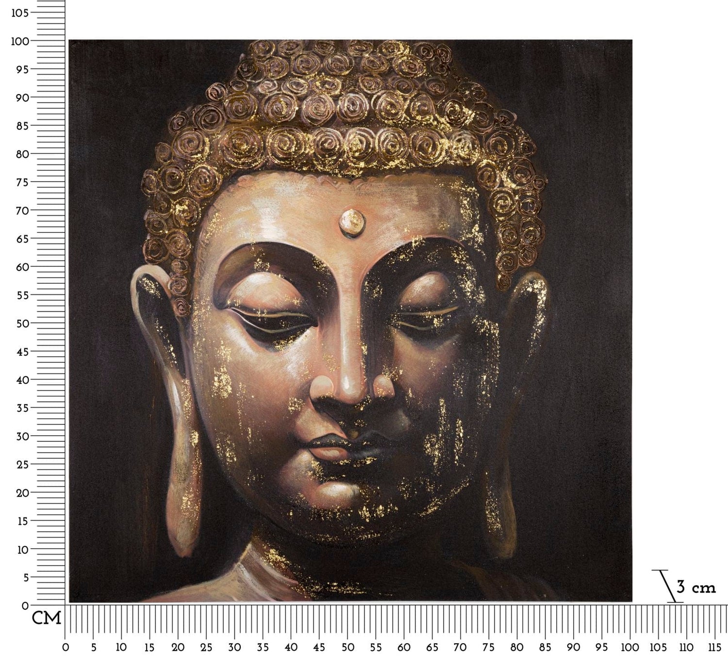 Mauro Ferretti HANDMADE WALL PAINTING BUDDHA -B- CM 100X3X100
