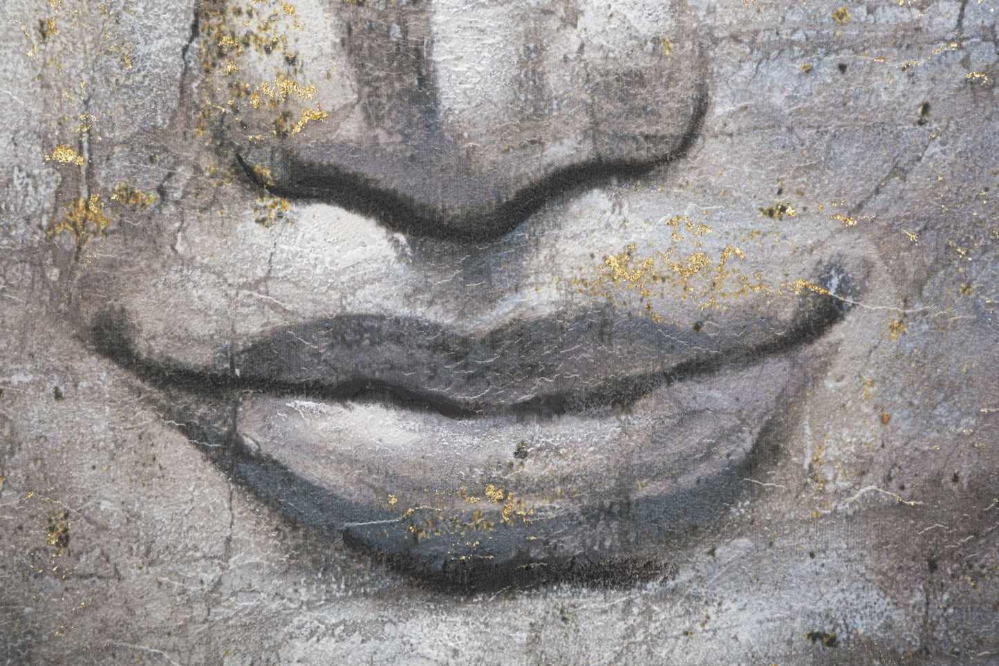 Mauro Ferretti HANDMADE WALL PAINTING FACE BUDDHA LIGHT -A- CM 80X3X120