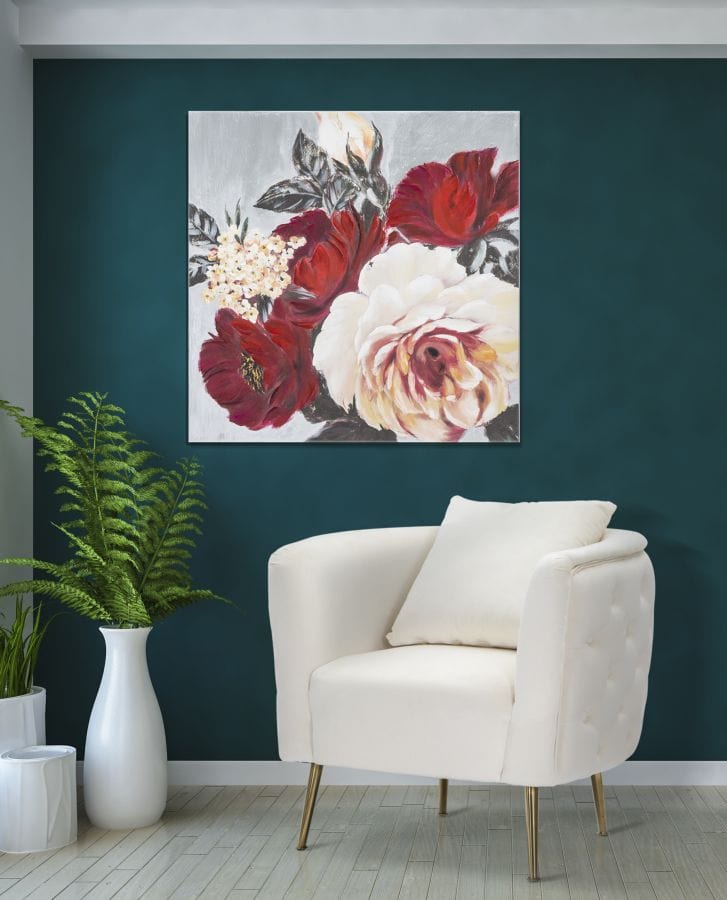 Mauro Ferretti HANDMADE WALL PAINTING FLOWER SQUARE CM 90X3,7X90