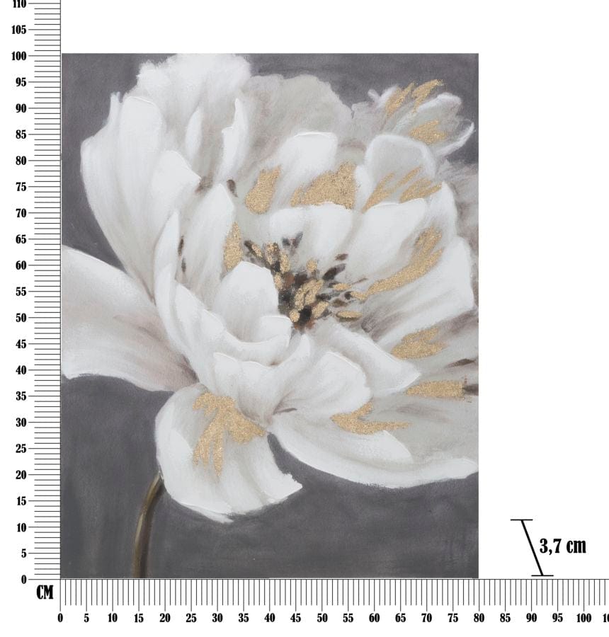 Mauro Ferretti HANDMADE WALL PAINTING WHITE/GOLD FLOWER CM 
 80X3,7X100