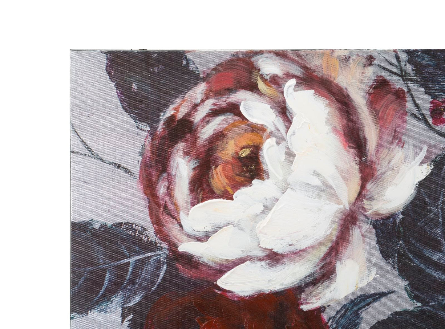 Mauro Ferretti HANDMADE WALL PAINTING WHITE/RED FLOWER DARKBACK CM 
 120X3,7X60
