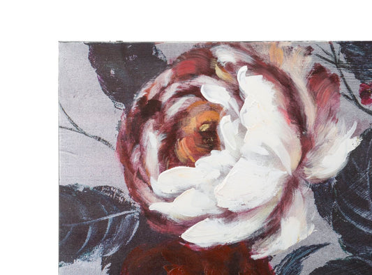 Mauro Ferretti HANDMADE WALL PAINTING WHITE/RED FLOWER DARKBACK CM 
 120X3,7X60