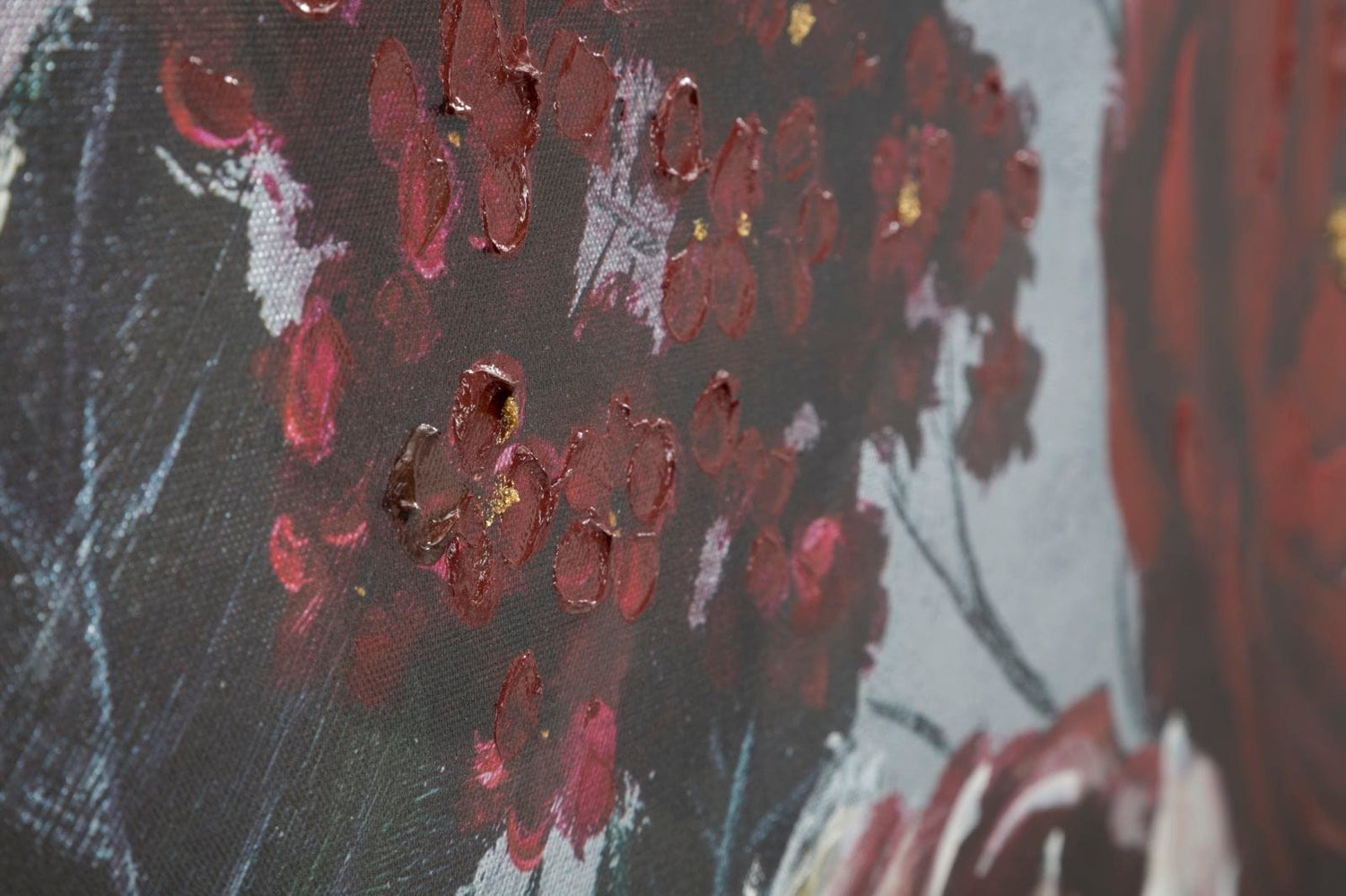 Mauro Ferretti HANDMADE WALL PAINTING WHITE/RED FLOWER DARKBACK CM 
 120X3,7X60