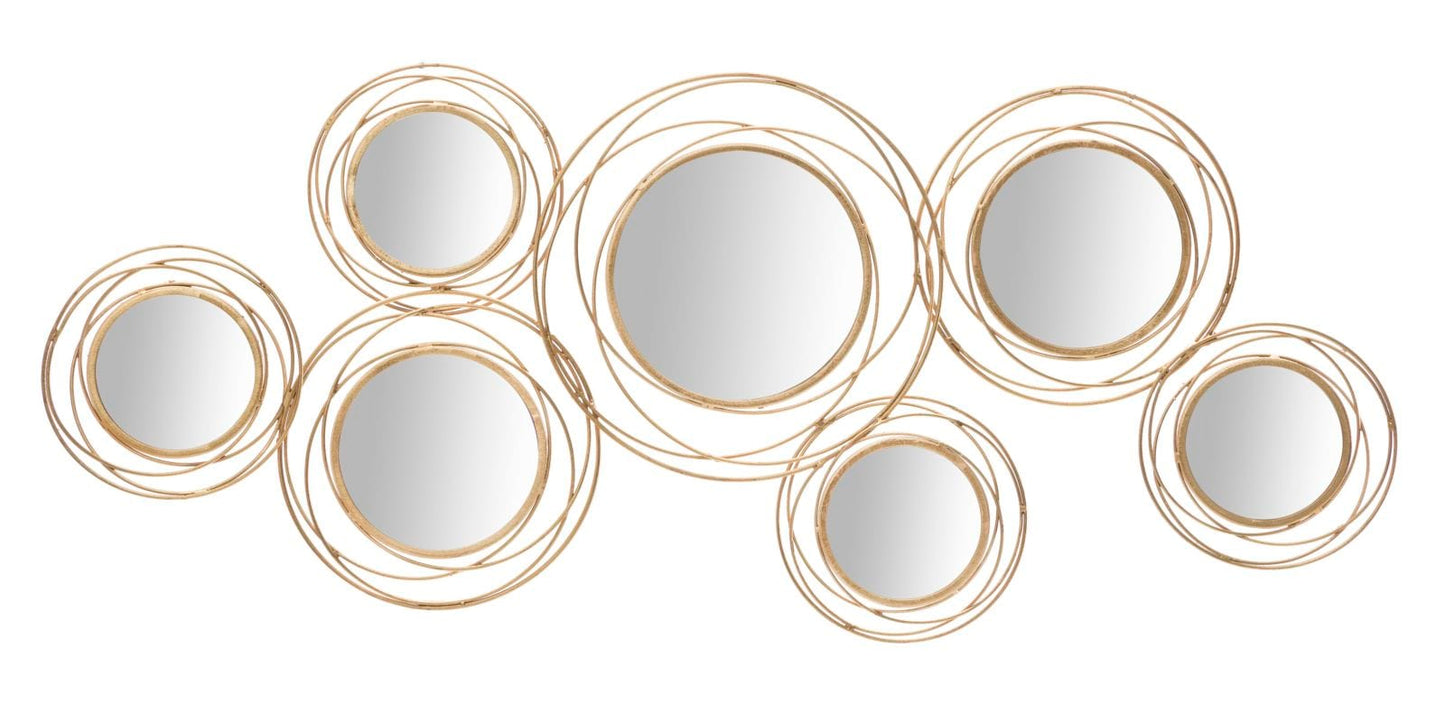 Mauro Ferretti IRON PANEL WITH MIRRORS GOLD ROUND CM 124,5X4X53,5