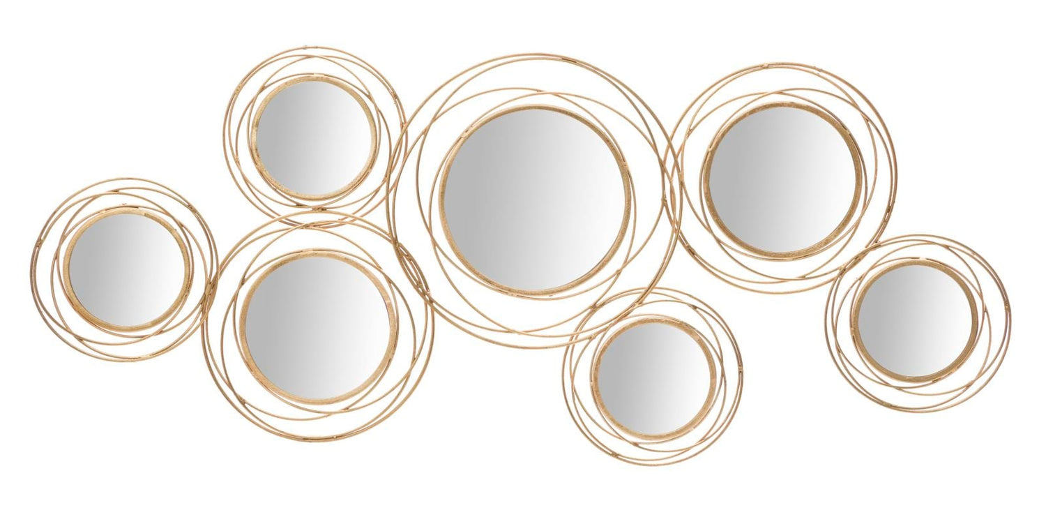 Mauro Ferretti IRON PANEL WITH MIRRORS GOLD ROUND CM 124,5X4X53,5