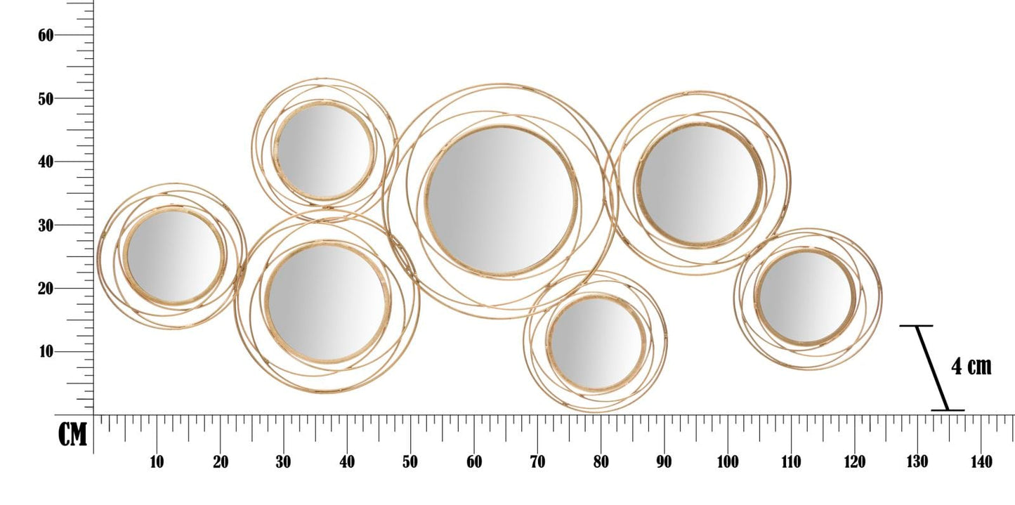 Mauro Ferretti IRON PANEL WITH MIRRORS GOLD ROUND CM 124,5X4X53,5
