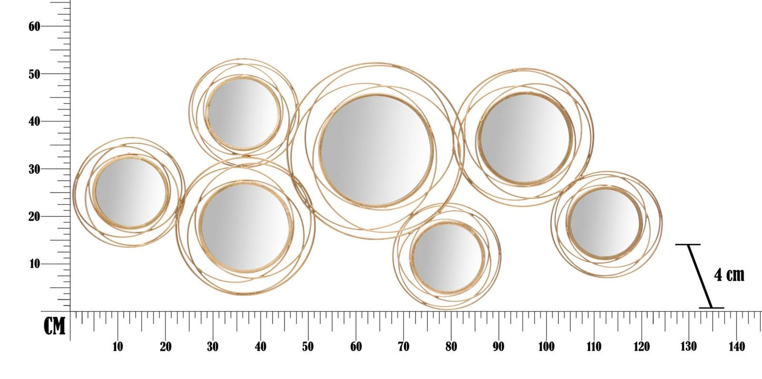 Mauro Ferretti IRON PANEL WITH MIRRORS GOLD ROUND CM 124,5X4X53,5