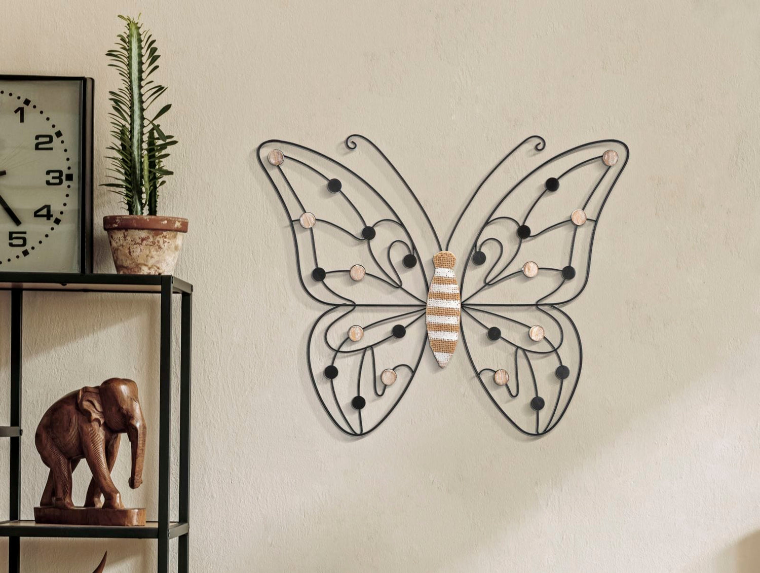 Mauro Ferretti IRON/WOOD WALL PANEL BUTTERFLY CM 39,5X1,5X33,5 MIN 2