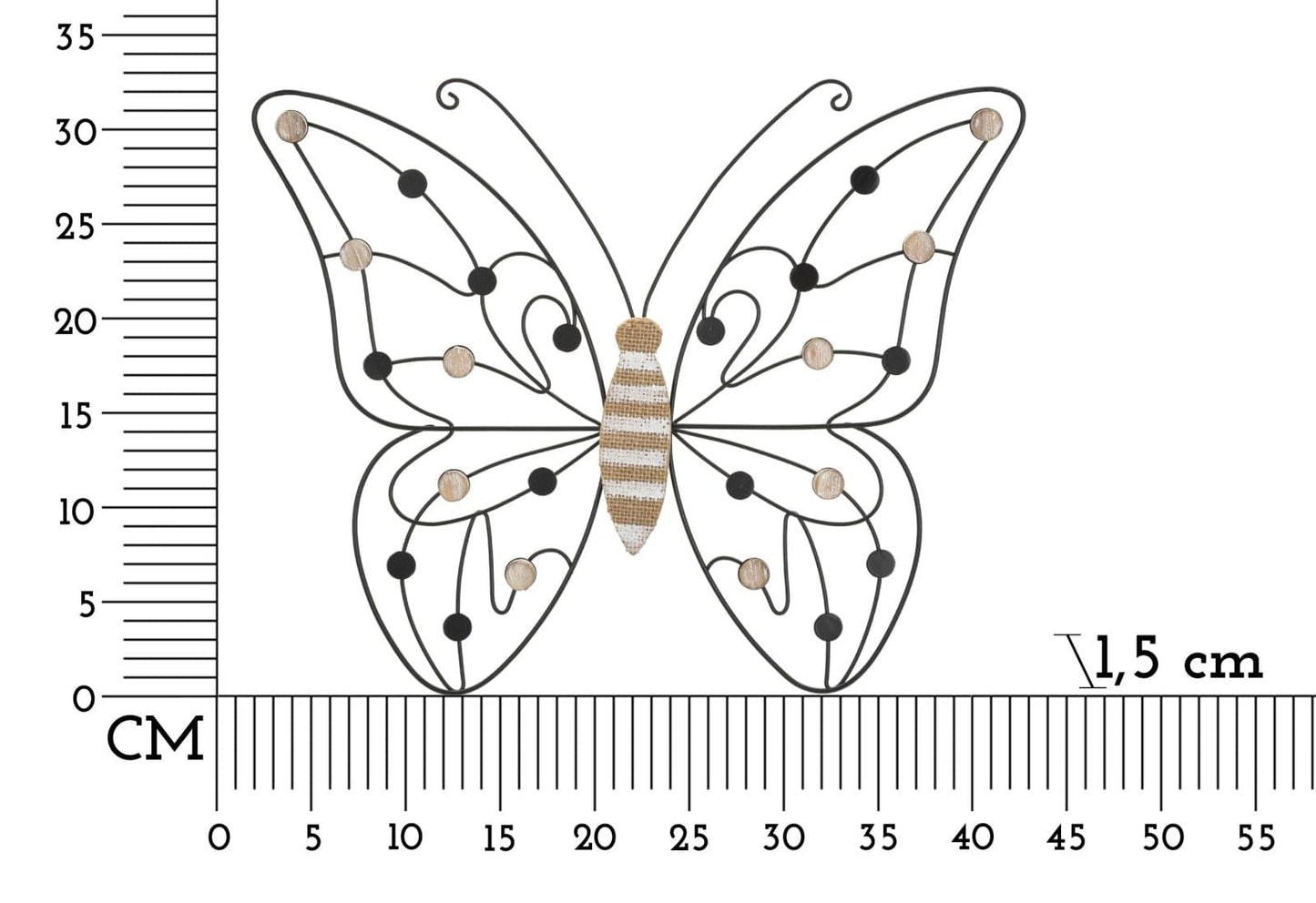 Mauro Ferretti IRON/WOOD WALL PANEL BUTTERFLY CM 39,5X1,5X33,5 MIN 2