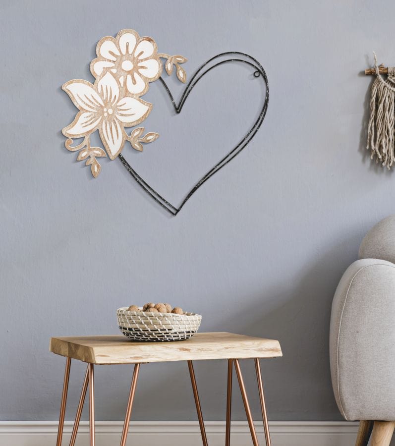 Mauro Ferretti IRON/WOOD WALL PANEL HEART CM 50X2X45 MIN 2
