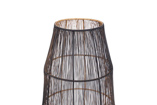 PTMD Meilo Zwarte vloerlantaarn met ijzerdraad, goud van binnen