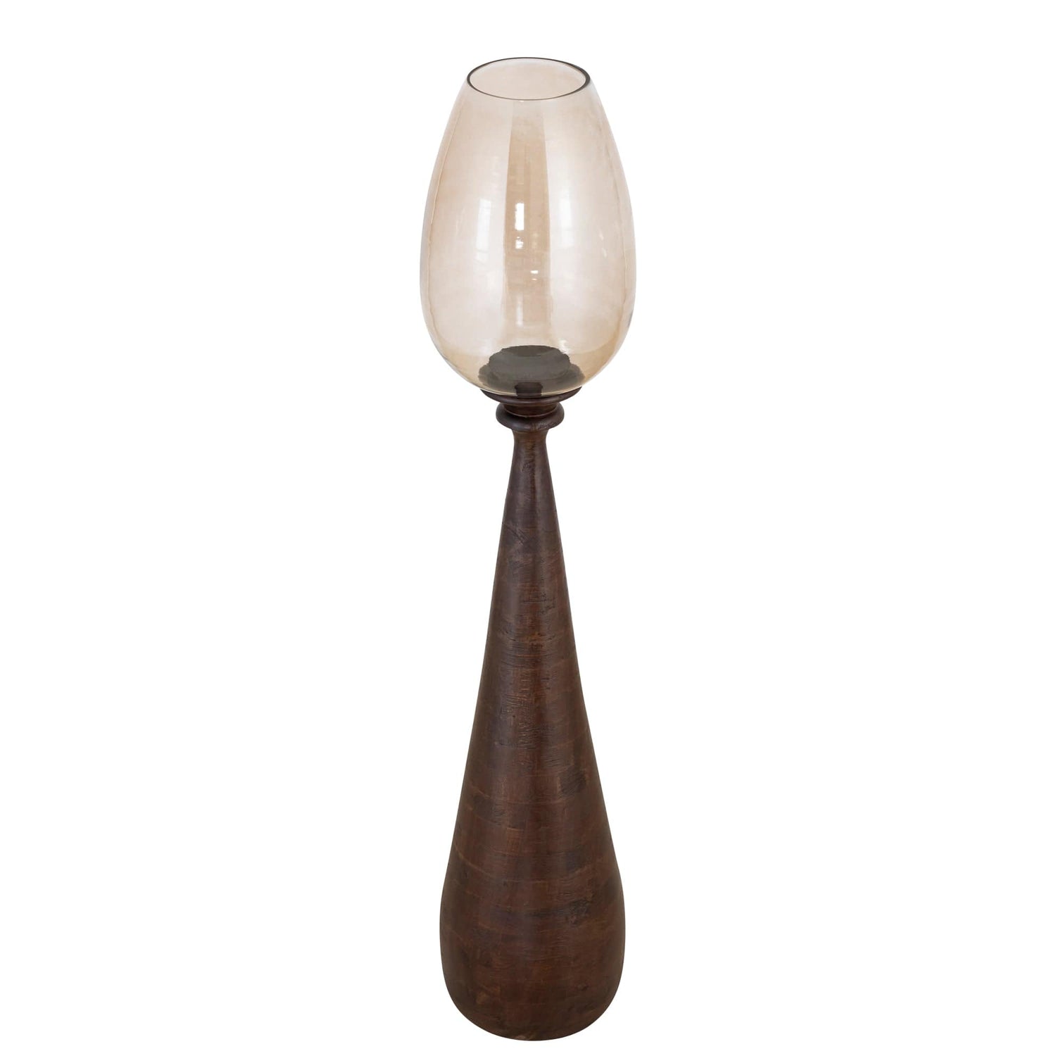 PTMD Midi Bruin mangohout stormlicht glans glas L