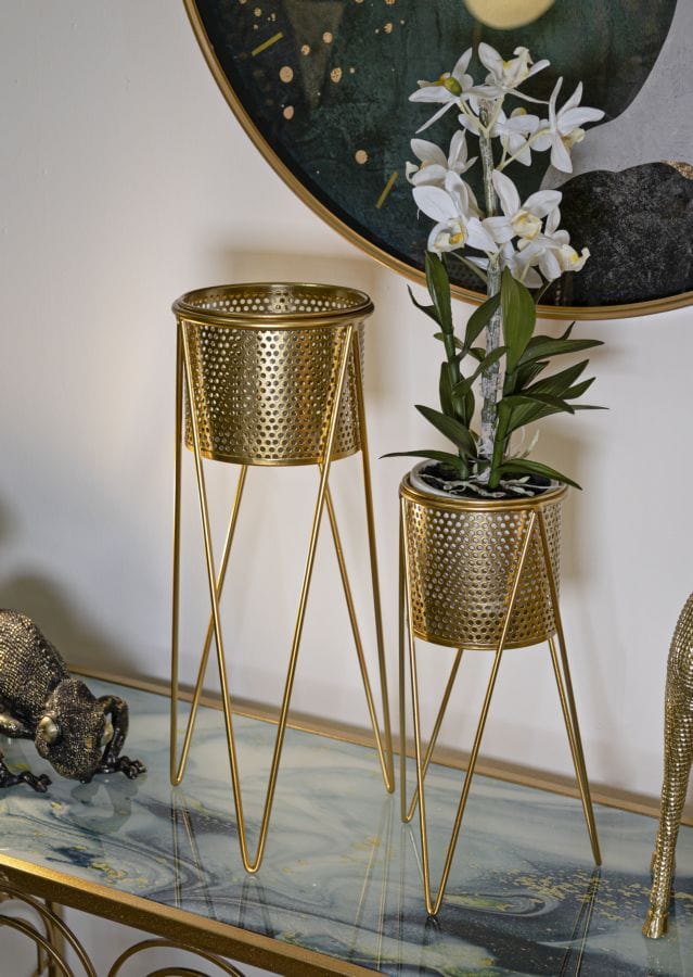 Mauro Ferretti VASE HOLDER GLAT SET 2 PCS CM 21X20X46-18X18X32