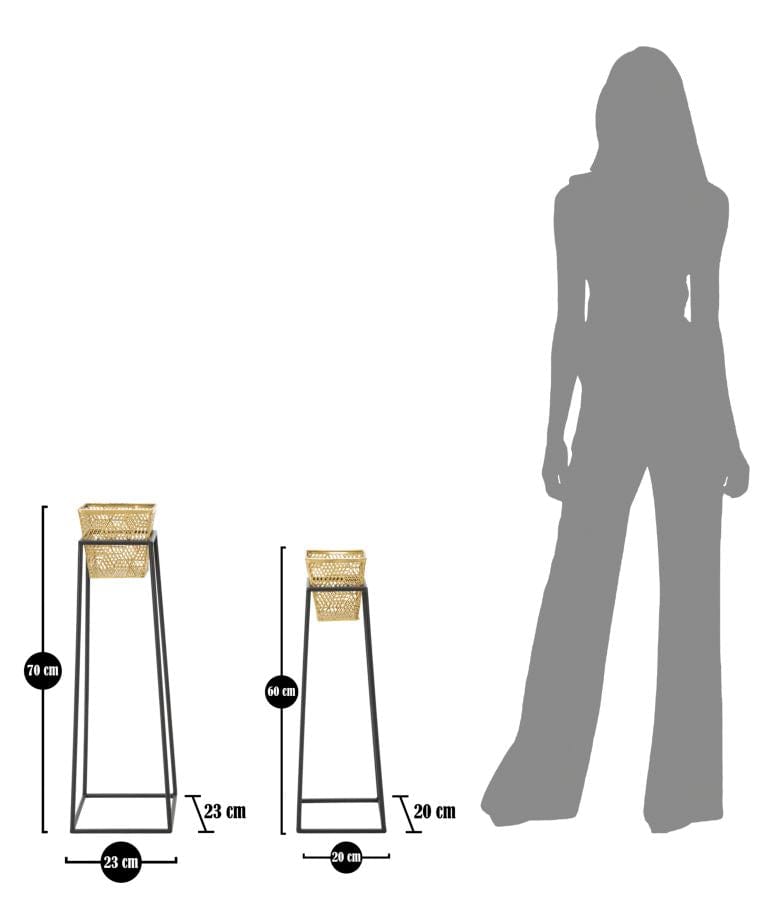 Mauro Ferretti VASE OLDER SQUARE SET 2 PCS CM Ø 23X70-20X60